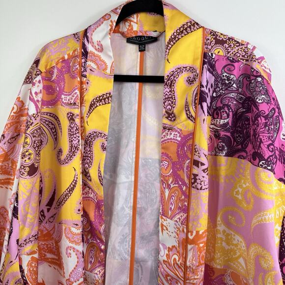 Eloquii New Patchwork Print Kimono Cardigan Robe Size 26/28 Colorful Boho Artsy - Picture 8 of 16